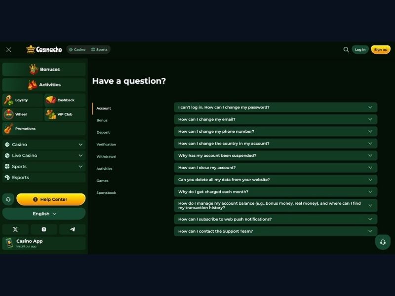 Limity odpowiedzialnej gry w Casinacho Casino Nacho Casino dostępne mobilnie